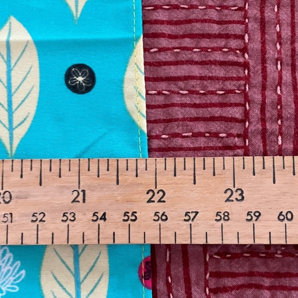 New turquoise Pink yellow Leaf Pattern Scarf - Picture 5 of 9